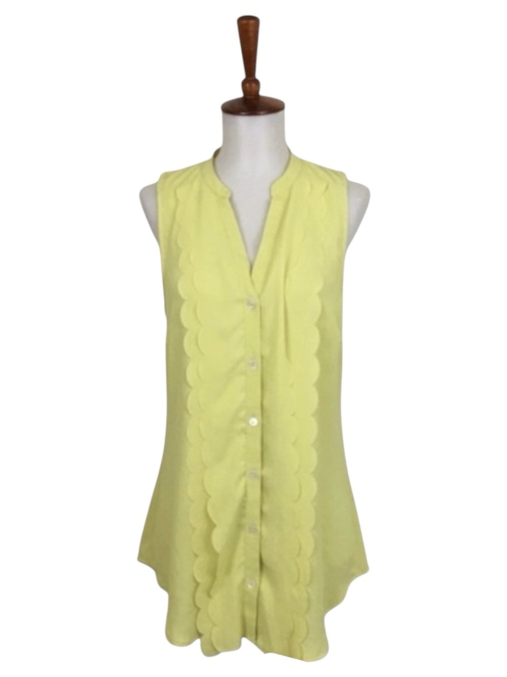 Anthropologie Meadow Rue Tank Blouse‎ Women’s XS Chartreuse Preppy Retro Chic